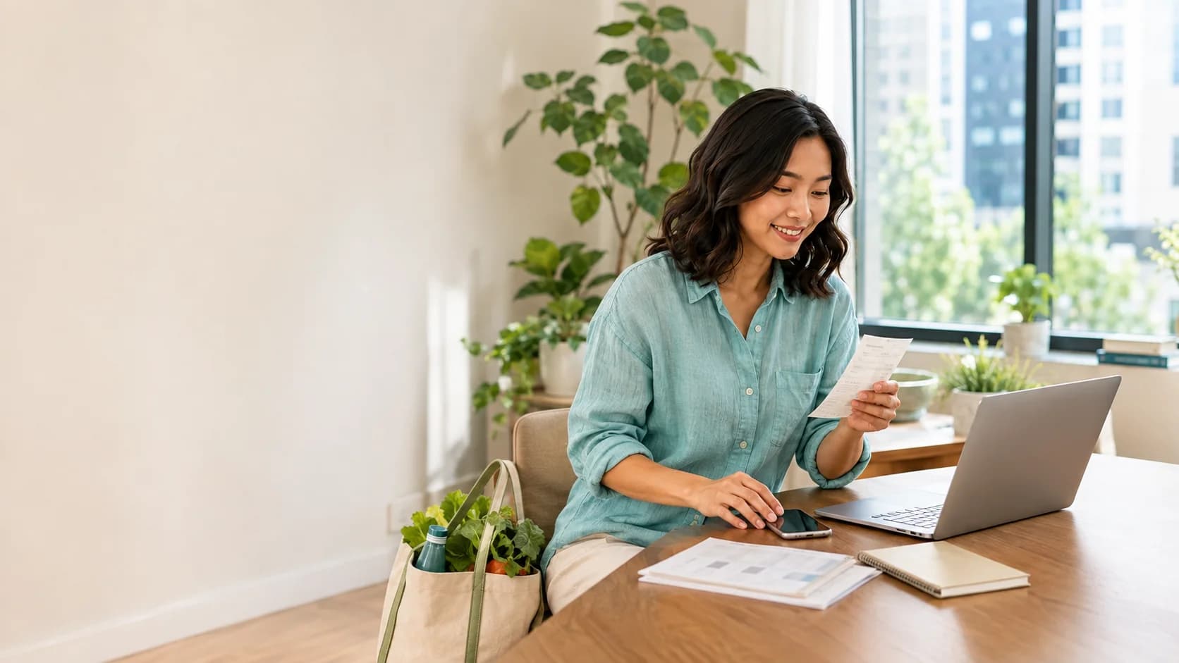 A Clover character organizing records at a bright desk